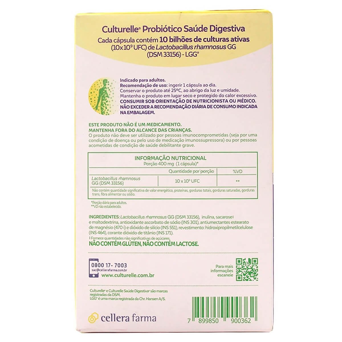 Culturelle Probiótico Saúde Digestiva 10 Cápsulas Cellera Farma