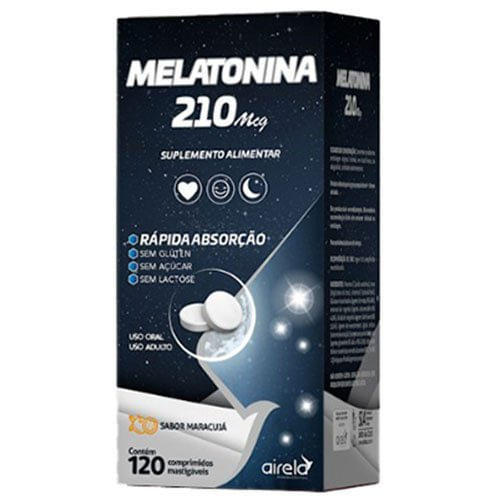 Melatonina 210mcg 120 Comprimidos Sabor Maracujá Airela