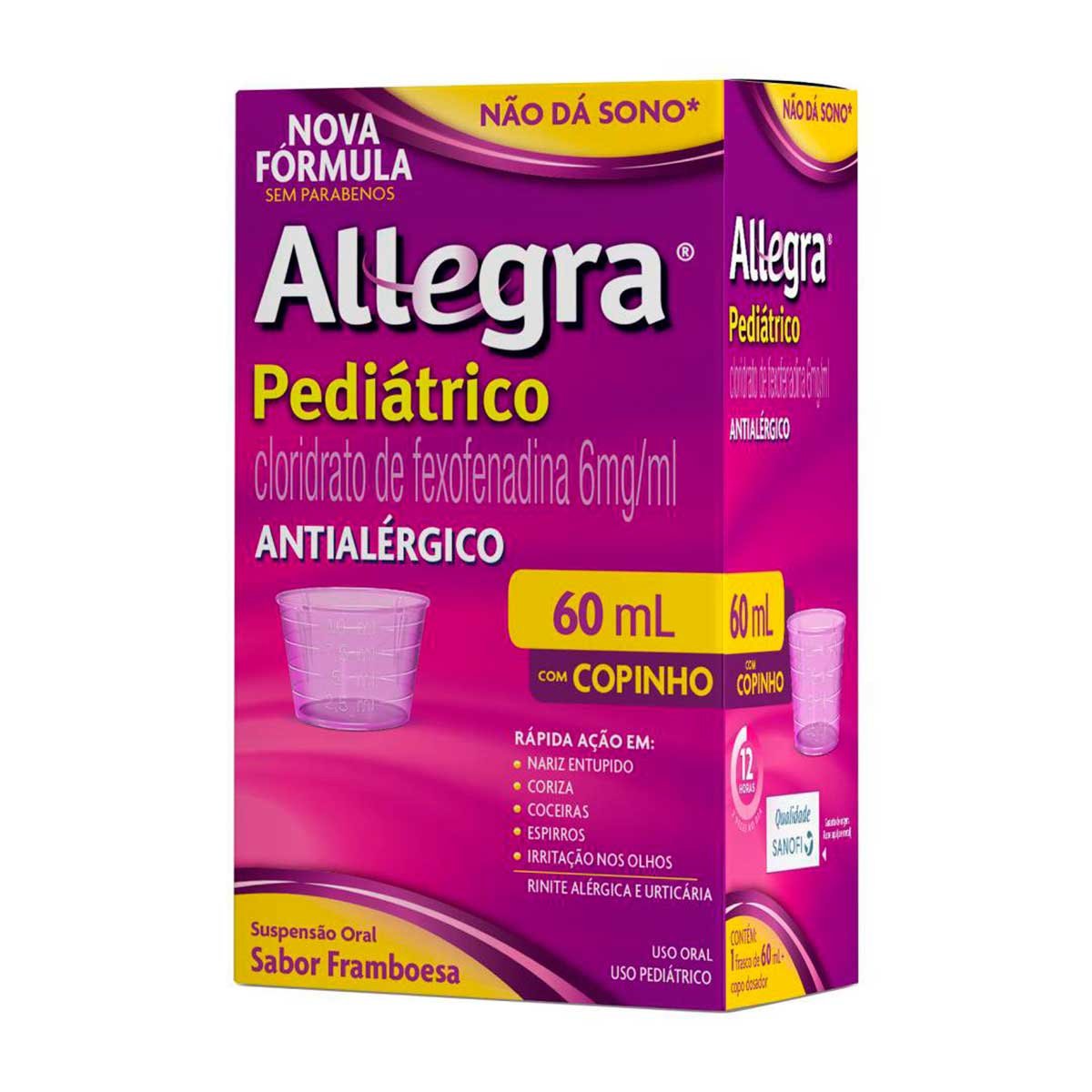 Allegra Pediatrico 6mg/Ml Suspensão Oral 60ml+Copo Sabor Framboesa Sanofi
