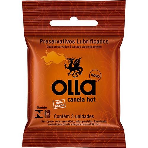 Preservativo Lubrificado Olla Canela Hot 3 Unidades