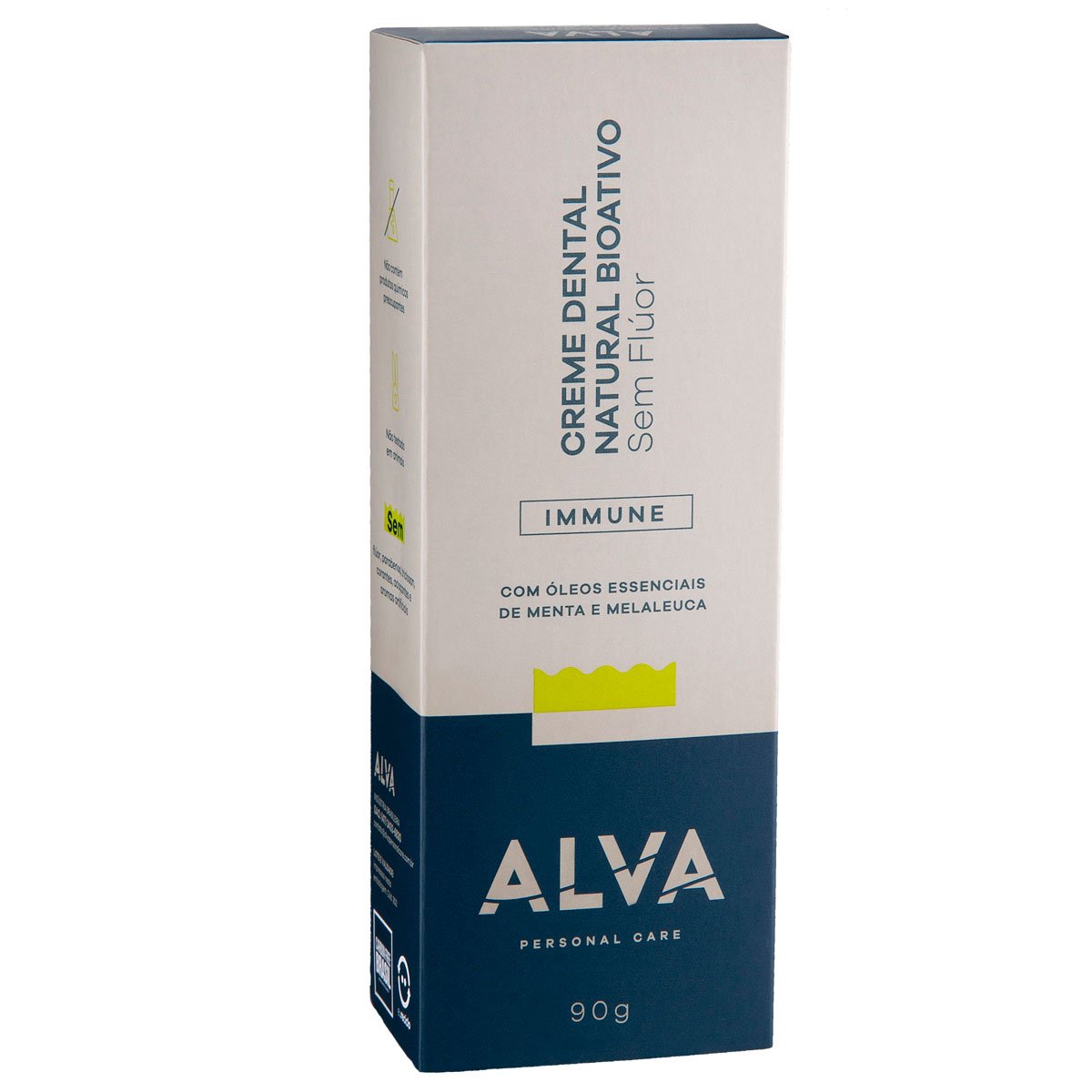 Creme Dental Immune Alva Sem Flúor Menta E Melaleuca 90g