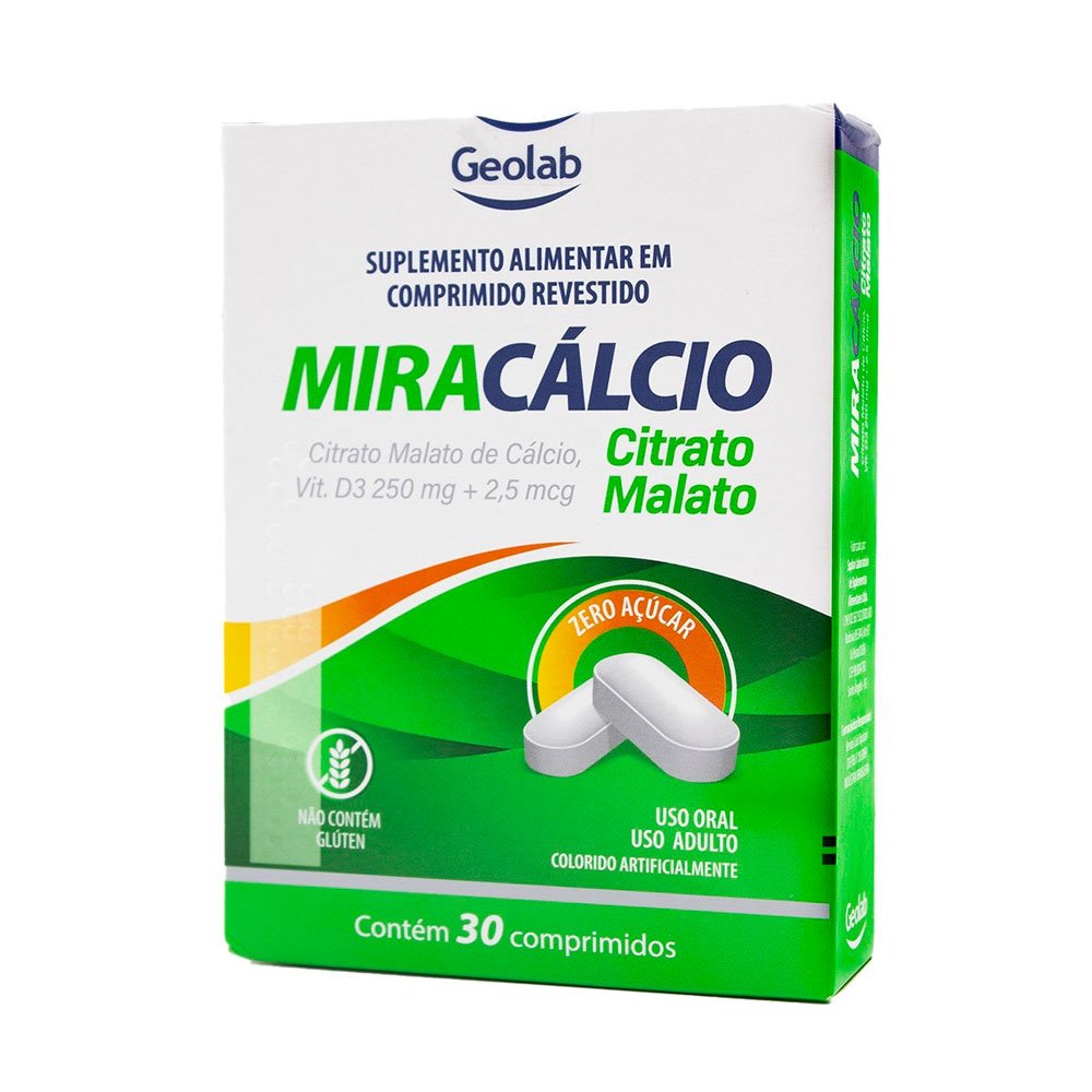 Miracálcio Citrato Malato 250mg+ 2,5mcg 30 Comprimidos Geolab