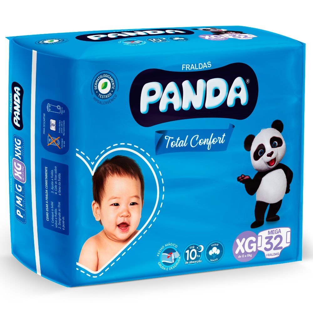 Fralda Descartável Infantil Panda Total Confort Mego XG 32 Unidades