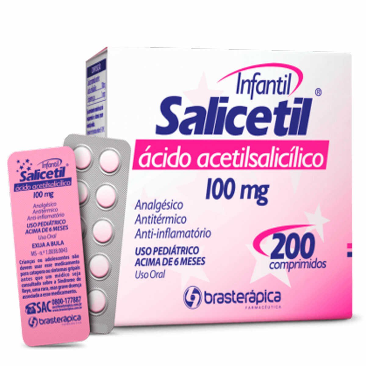 Salicetil 100mg 10 Comprimidos Brasterápica Similar