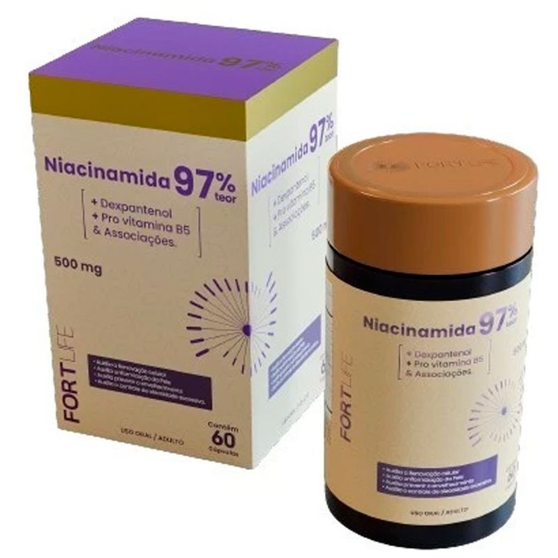 Niacinamida 97% Teor + Dexpantenol + Vit B5 e Associações Fortlife