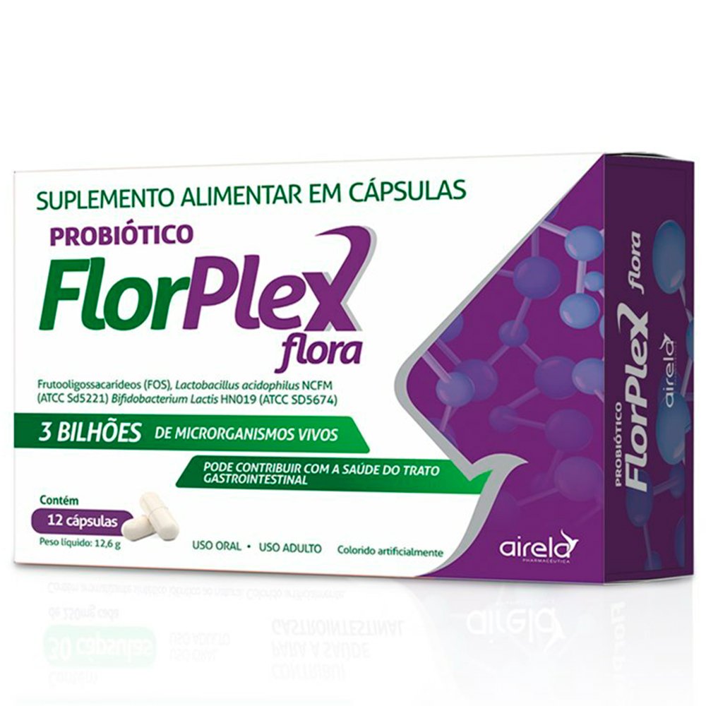 Florplex Probiótico 400mg 12 Cápsulas Duras Microrganismos Vivos