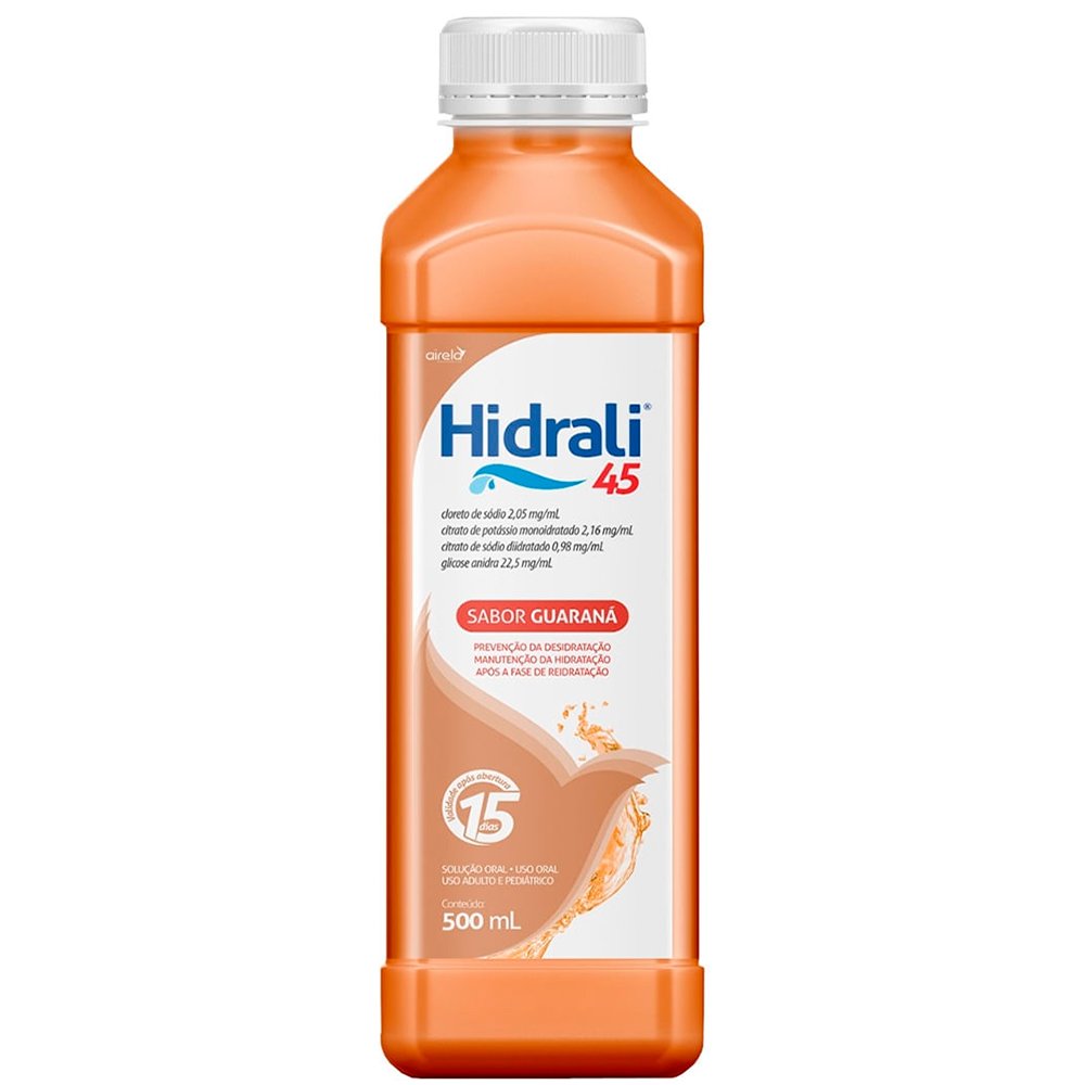 Hidrali 45 500ml Solução Oral Soro de Reidratação Sabor Guaraná Airela