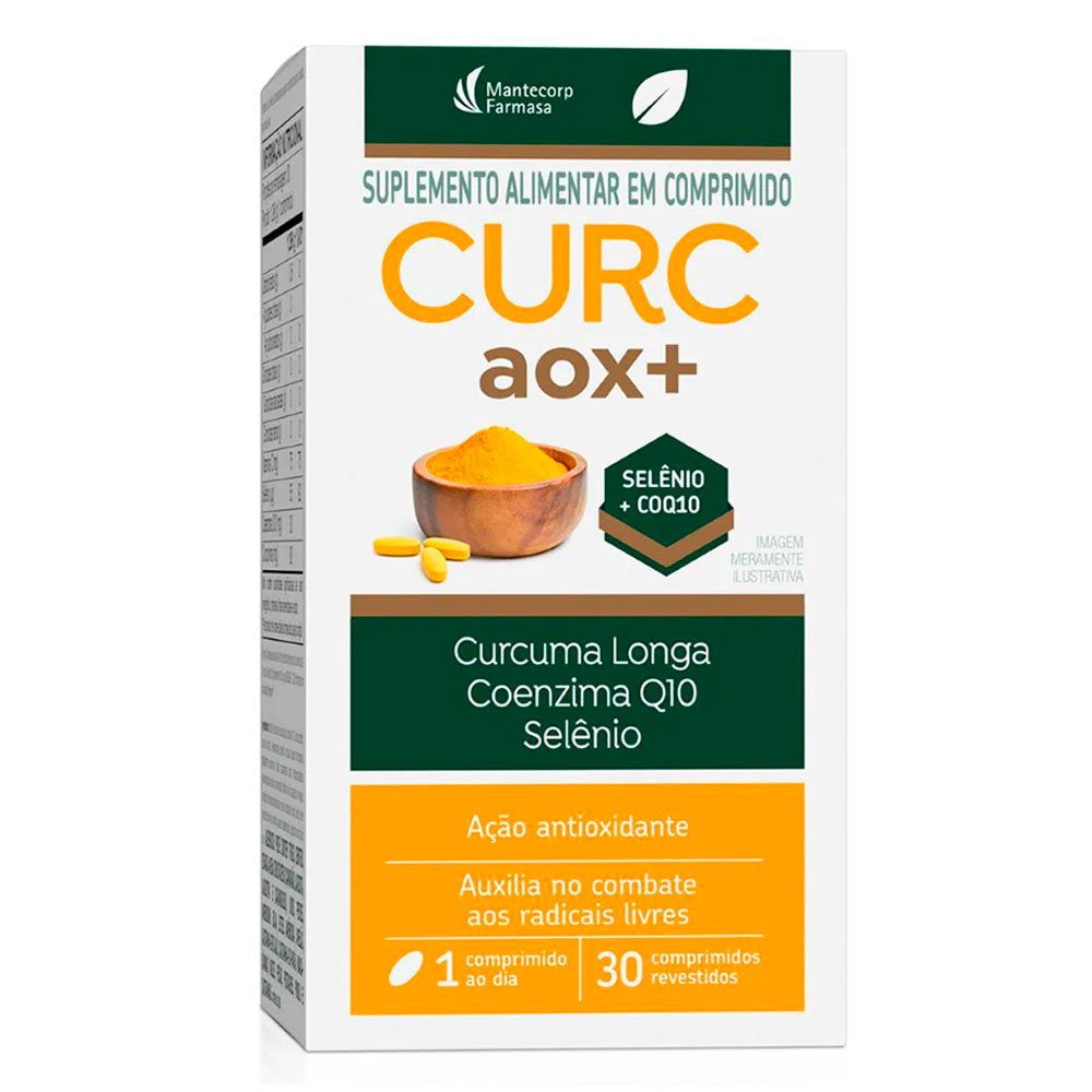 Curc Aox+ Cúrcuma Longa Coenzima Q10 Selênio 30 Comprimidos Revestidos ...