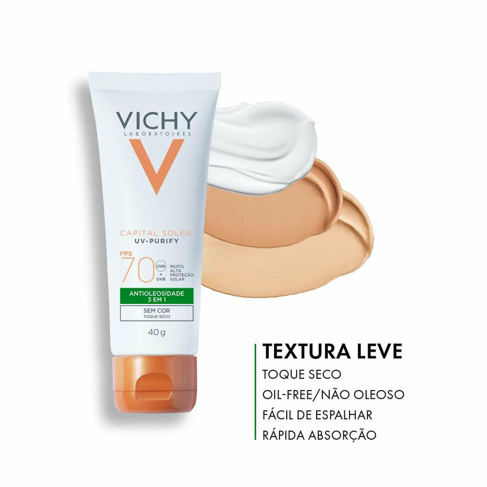 Protetor Solar Facial Vichy Purify Pele Clara FPS 70 40g