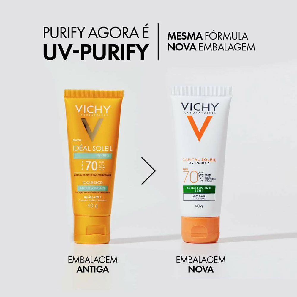 Protetor Solar Facial Vichy Purify Pele Clara FPS 70 40g