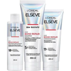 Kit L'Oréal Paris Elseve Bond Repair Shampoo 250ml + Condicionador 200ml + Tratamento Pré-Shampoo 200ml