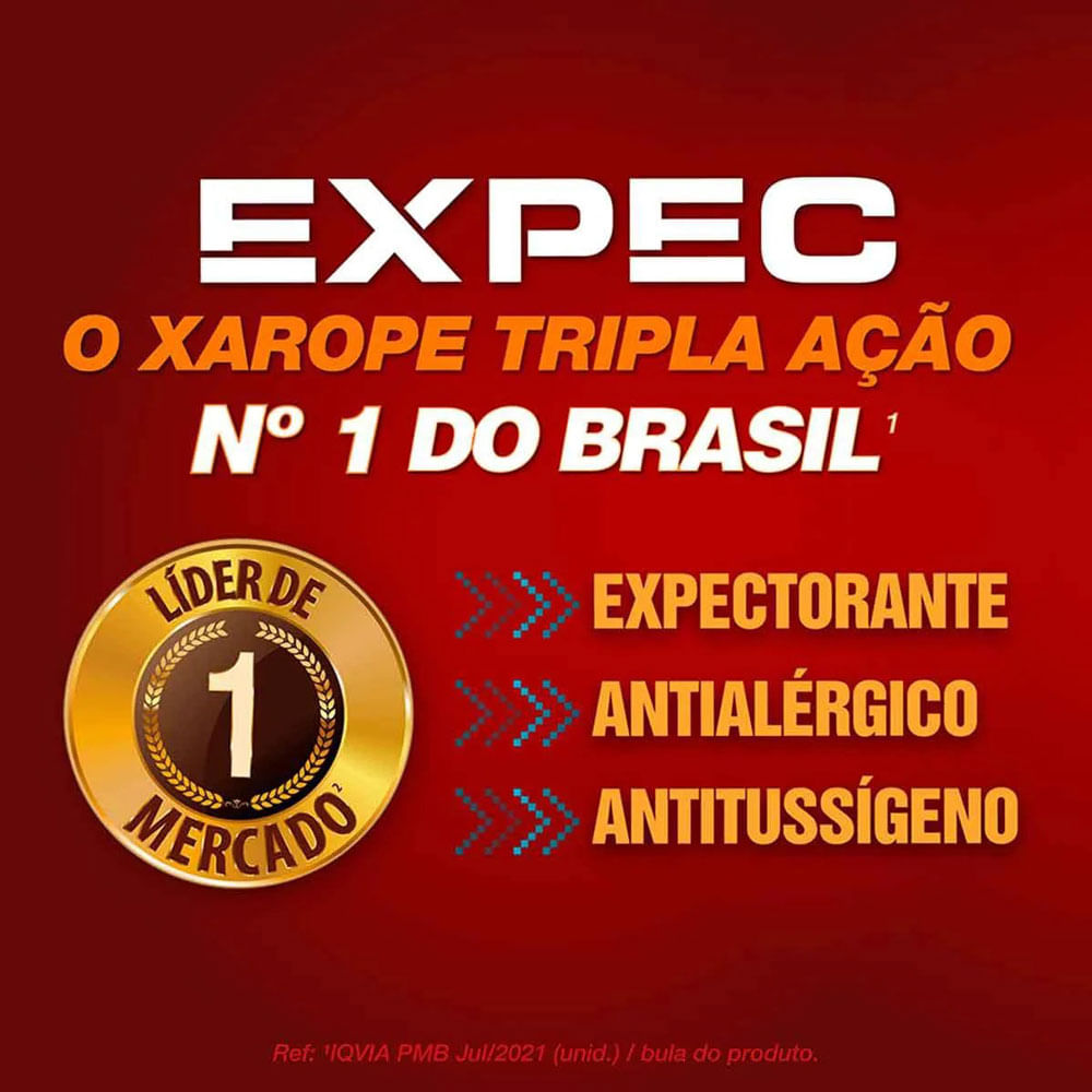 Expec Tripla Ação 120ml Xarope Sabor Framboesa e Caramelo