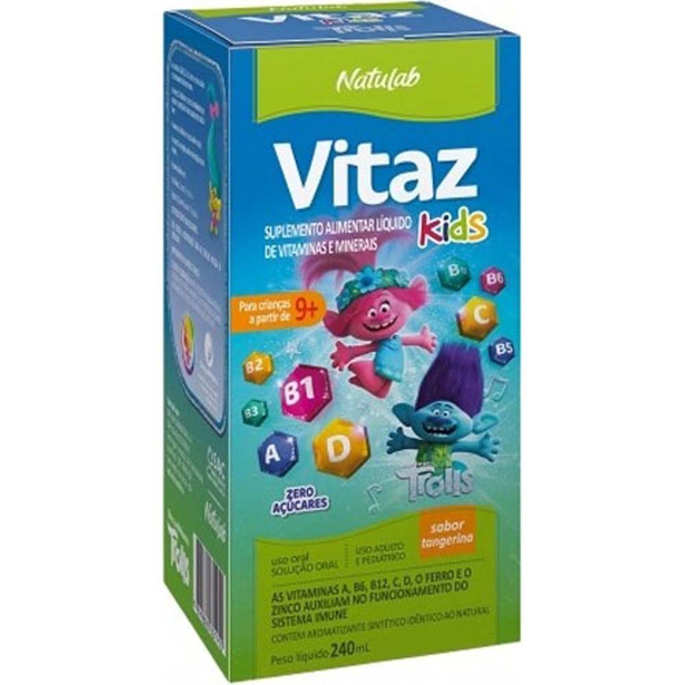 Vitaz Kids 240ml Suplemento Vitamínico Mineral Trolls Sabor Tangerina ...